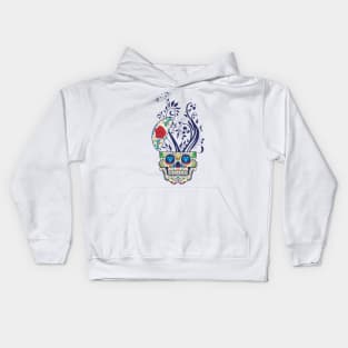 The Brain Flower on Head Skull Icon Kids Hoodie